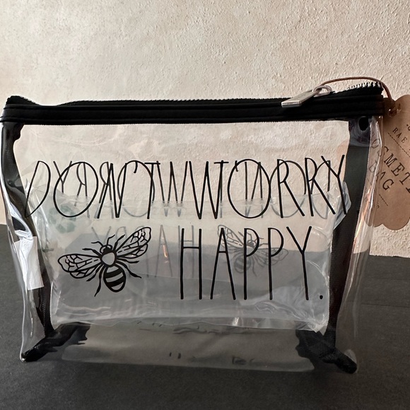 Rae Dunn DON'T WORRY BEE HAPPY Clear Cosmetic/Makeup Bag BRAND NEW!! - Picture 5 of 5